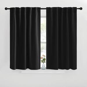NICETOWN Halloween Short Curtains for Kitchen Window - (Black Color) W42 x L40, Double Panels, Home Decoration Light Blocking Thermal Insulated Blackout Rod Pocket & Back Loop Draperies for Cupboard