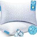 QUTOOL Cooling Pillow for Sleeping, CertiPUR-US Shredded Memory Foam Queen Pillows Set of 2, Cool Pillow for Hot Sleepers Adjustable Firm Pillow for Side, Back, Stomach Sleepers Soft Yet Support,White