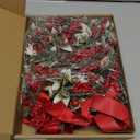 Dingion 6 Pcs 6" Christmas Mini Cabinet Wreaths for Kitchen with Ribbon Bows Red Berry Small Window Wreath for Window Door Farmhouse Christmas Party Decorations (Stylish Style)