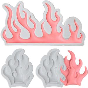 KuuGuu 3 PCS Flame Fondant Molds Fire Cake Decorating Silicone Mold Flame Shape Molds for Sugarcraft Cake Border Decoration Cupcake Topper Chocolate Candy Jewelry Polymer Clay Gum Crafting Projects