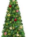 Remote 8 Mode & Timer 4 Ft Mini Christmas Tree with 100 Warm White & Multi Color Change Lights 18 DIY Balls Ornaments 3D Star Battery Operated Small Xmas Tree Table Indoor Holiday Party Decor (Green)