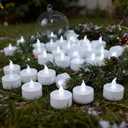 YIWER 24pcs Flameless Tea Lights Candles Realistic LED Flickering Operated Pumkin LED TeaLights Candles Long Lasting Electric Fake Candles Decoration for Party and Gifts Ideas (Cold White)