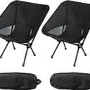 Wind Tour Portable Camping Chair Lightweight Foldable Outdoor Chair for Hiking Camp Backpacking Lawn Beach Fishing Picnic with Carry Bag (Black-2)
