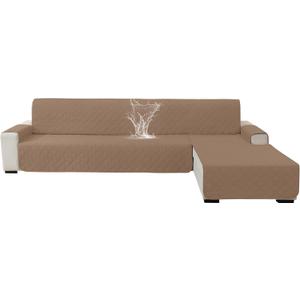 100% Waterproof Large Sectional Couch Covers for Dogs, Reversible L Shaped Couch Cover, Sofa Covers Washable Sectional, Sectional Cover for Pets Kids (X-Large, Light Brown​)