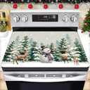 Winter Stove Top Cover for Electric Stove 28 "x 20 ", Christmas Snowman Heat Resistant Glass Top Stove Cover Protector, Glass Cooktop Covers, Kitchen Flat Electric Stove Top Covers (White/Green)