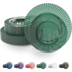 Exquisite 40 Piece Plastic Disposable Plates Set For 20 Guests I 20 X 9 Inch & 20 X 11 Inch Disposable Plastic Plates | Color: Green| Great for Weddings Parties And Formal Occasions (Emerald)