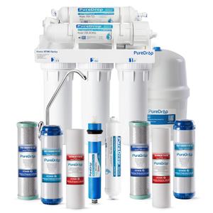 RTW5 5 Stage Reverse Osmosis Water Filter System with Innovative Top-Mounted Faucet Design, TDS Reduction 50 GPD Under Sink RO Water Filtration Plus Extra 3 Filters