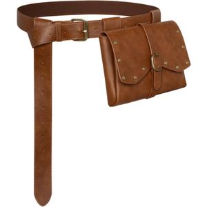 Scarlet Darkness Renaissance Belt Pouch Pirate Viking Belt Medieval Renaissance Accessories (Borwn)