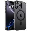 SUPFINE Magnetic for iPhone 16 Pro Max Case (Compatible with MagSafe) (Military Grade Drop Protection) Slim Translucent Matte Shockproof with Anti-Fingerprint Phone Case, Black