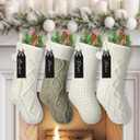 Personalized Christmas Stockings 4 Pack Christmas Stockings with Name Tags Cream White Knit Cable Stockings 18 Inch Large Xmas Farmhouse Hanging Stockings for Holiday Christmas Party Family Decor