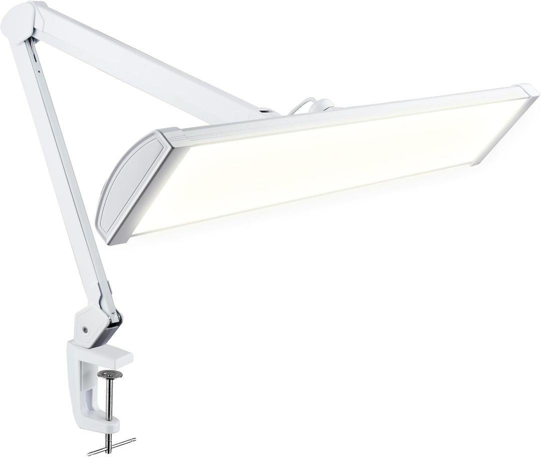 Neatfi 3,500 Lumens LED Desk Lamp 45W Dimmable Task Light | Adjustable Color Temperature | 3 Light Modes | 540 SMD LEDs | Reading, Craft, Workbench & Office (White-2, 26-Inch Wide Shade)