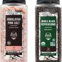 Soeos Himalayan Pink Salt Coarse 39 oz + Organic Black Peppercorns 18 oz, Salt for Grinder Refill, Salt and Peppercorns, Pepper Grinder Refill, Non-GMO Spice Seasoning Set For Cooking (57 Ounce (Pack of 1))