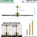 WINGBO 72" DC Ceiling Fan with Lights and Remote, Gold and Black Ceiling Fan w/ 3 Downrods, 8 Plywood Blades, 6-Speed Reversible DC Motor, Modern Ceiling Fans Indoor for Kitchen Bedroom Living Room