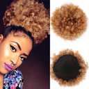 LEOSA High Puff Afro Ponytail Drawstring Short Afro Kinky Curly Pony Tail Clip in on Synthetic Curly Hair Bun Made of Fiber Puff Ponytail Wrap Updo Hair Extensions with Clips (4/630)
