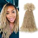 Siphis Sisterlocks Locs Extesnions Human Hair 0.2cm BlondeThickness Micro Locs Curly Tips, Full Handmade Interlocking Permanent Soft Dreadlock Extensions (Light Brown 613# 0.2cm, 12 Inch 30 Strands)