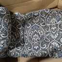 Arden Outdoor Wicker Settee Cushion, 41.5 x 18, Rain-Proof, Fade Resistant Black Aurora Damask