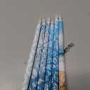 Riakrum 6 Pcs Beach Tapered Candles Flameless Ocean Coastal Seashell Flameless Teal Starfish LED Battery Candles Summer Coastal Wax with Blue Patterns for Indoor Home Table Centerpieces Decor Gift