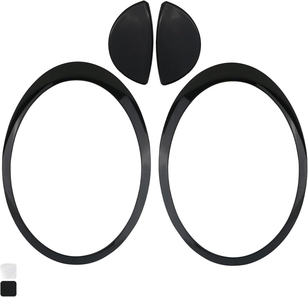 Headlight Trim Ring with Headlight Washer Cover Compatible with 2007-2015 MINI Cooper Gen2 R55 R56 R57 R58 R59 Black Pair Replaces 51137149905 61672752559 Driver Passenger Side