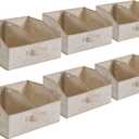 SONGMICS Set of 6 Storage Baskets, Foldable Storage Bins, Fabric Boxes, 15.7 x 11.8 x 7.9 Inches, Closet Storage Organizers, 3 Handles, for Bedroom, Living Room, Summer Sand URFB0140K01