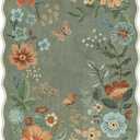 Lahome Floral Rugs for Entryway, 2X3 Washable Kitchen Rugs Ultra-Thin Soft Rug, Non Slip Indoor Door Mat Stain Resistant Boho Small Flore Throw Carpet for Bathroom Bedroom (2x3ft,Green)