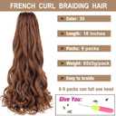 COOKOO Honey Brown 18 Inch French Curl Crochet Braids 9 Packs Soft Bouncy Braids Hair 65g/pack Loose Wavy Texture Pre-stretched Braiding Hair Extensions for Senegalese Twist Hair 30#