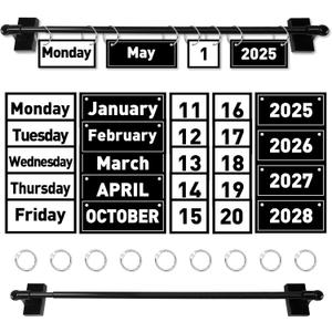 Magnetic Rod Black and White Flip Calendar for Classroom, Classroom Calendar Date Cards Black and White Classroom Decor Bulletin Board Set