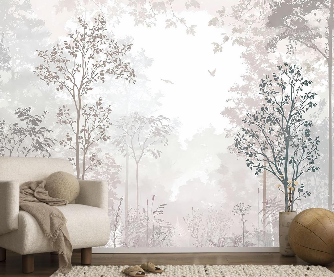 Toolhom Beige Forest Wallpaper Woodland Wall Mural 127"x77"