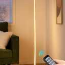 EDISHINE Helix LED Floor Lamp, 56" Tall Pole Lamps 2700K-6000K Dimmable, Remote Control & Foot Switch, Modern Minimalist Standing Corner Lights for Bedroom, Living Room, Office, Gold