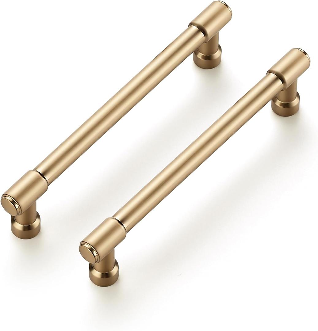 Ravinte 10 Pack 5 Inch Hole Center Solid Kitchen Cabinet Handles Champagne Bronze Dresser Pulls Cabinet Drawer Pulls for Kitchen Cupboard Hardware
