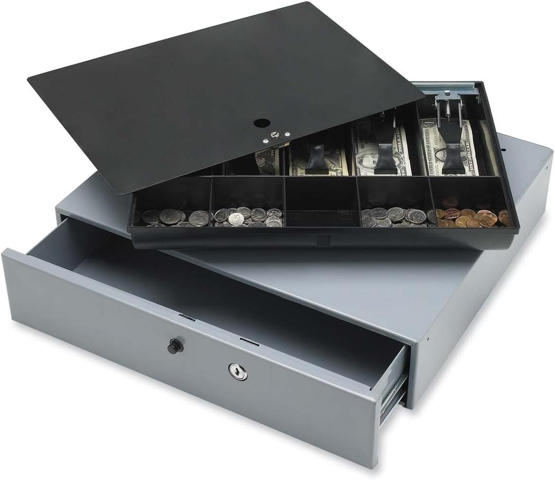 Sparco Removable Tray Cash Drawer,GRAY,3-3/4"H x 17-3/4"W x 15-3/4"D