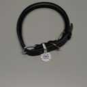 BRONZEDOG Rolled Leather Dog Collar for Small Medium Large Dogs with QR ID Tag (L: 16-18 Inch, Glossy Black)
