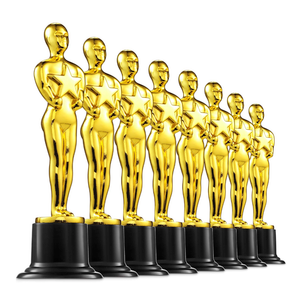 Bedwina Gold Trophy Award Mini Trophies Bulk - (Pack of 12) 6 Inch Tall Plastic Golden Statue Award, Party Themed Decorations, Winners or Appreciation Gifts Game Prizes for Adults & Kids