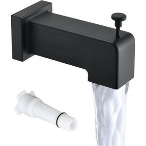 Slip On Diverter Tub Spout, Sleek Square Design for Bathroom, Fits 1/2" Copper Pipe (5/8" OD), Child-Safe Rounded Edges, Easy Installation, Matte Black