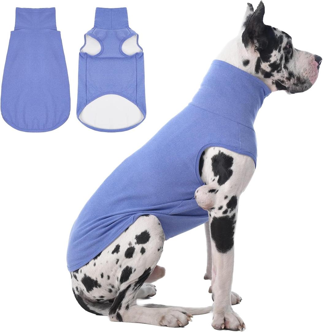 IECOii 4XL Dog Sweater - Stretch Fleece Sweater with Turtleneck,Blue,XXXX-Large, Warm Pullover Sweatshirt Pajamas for Indoor Sleeping/Outdoor Walking, Comfort Fit for Giant Breeds Like Great Dane