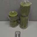 Olive Green Ribbed Flameless Pillar Candles with Remote, LED Candles Battery Operated Flickering Real Wax Set of 2