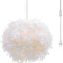 Surpars House Plug in Pendant Light White Feather Chandelier with 14.8' Cord and On/Off Switch in Line