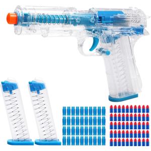 Soft Bullet Toy Gun Shell Ejecting, Realistic Toy Pistol with 50 Foam Bullets, 40 Shells & 2 Clips, Ideal Christmas Birthday Gift(Blue)