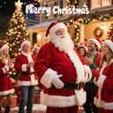 Padded Santa Belly, Santa Costume Suit Unisex Fake Stuffer Belly for Christmas Halloween Cosplay (Red)