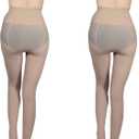 2-Pack Slightly Transparent Tights for girls, High Elasticity Sheen Glossy Anti-Slip for Work Dance Casual (L)