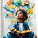 Black Boy Reading Canvas Wall Art Inspirational Books For African American Boys Painting Picture Wall Decor African Boy Poster Print Artwork for Teenagers' Living Room Study Home Decoration 16x24in