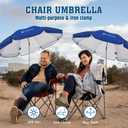 AMMSUN Chair Umbrella with Universal Clamp Adjustable 47 inches and 360 Swivel & UPF 50+ Protection Portable Sun Umbrella, Secure Clip on Camping/Beach Chairs, Stroller, Wheelchair, Golf cart, Lounger, Blue, 2 PACK