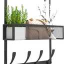 Over The Door Hooks Organizer,Over Door Hanger Towel Rack Mesh Basket with 12 Hooks,Back of Door Storage Organizer for Bedroom,Bathroom,Kitchen,Office(Black)