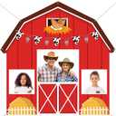 Farm Barn Door Backdrop Photo Booth Prop Farm Themed Birthday Party Decorations Red Barn Hanging Backdrop Farm Animal Banner Barnyard for Halloween Farmhouse Baby Shower Photography Party Supply