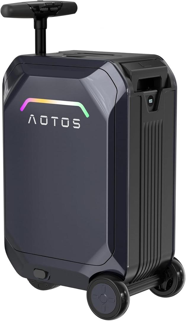 Smart Rideable luggage-Roller carry-on luggage 22x14x9-TSA, Airline-Approved 22 inch Hardshell,Zipperless Travel Suitcase with Rolling WheelsApp Control -Cabin Suitcase for Airport Travel(Grey)