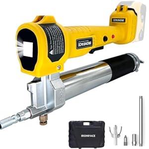 IRONFACE Electric Grease gun for Dewalt 20V Battery, 10000 PSI Cordless Grease Gun Battery-powered(No Battery, Tool Only)