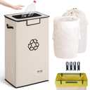 SOLEDI Recycling Bin for Kitchen,26 Gallon Large Recycle Bin with Lid and 2 Removeable Reusable Inner Bags,Indoor Recycling Trash Can for Collector of Bottles Cans, and Plastic,Beige