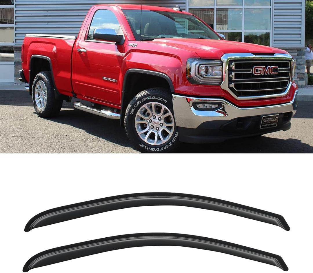 Window Rain Guards for 2014-2018 Chevy Silverado/GMC Sierra 1500 Regular Cab, Out-Channel Window Vent Wind Visors Shades Deflectors for 15-19 Silverado/Sierra 2500HD 3500HD
