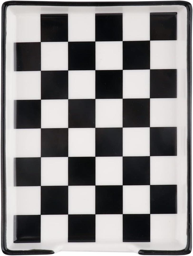 Spoon Rest,Ceramic Spoon Rest for Kitchen Counter Dishwasher Safe Marble Decor Spoon Holder for Kitchen (Large, Black&White, 1)