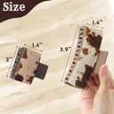 6PCS Hair Claw Clips for Women Western Leather Square Hair Clips Cows Print Matte Faux Cattle Hide Hairpins Neutral Cowhide Large Small For Her Friends Girls Thick Thin Hair Accessories