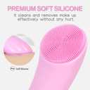 PRITECH Facial Cleansing Brush, Rechargeable Silicone Face Scrubber with Heat Massage End, Vibrating Exfoliator Scrubber for Deep Cleaning, Waterproof Face Brush for Women and Men (Pink)